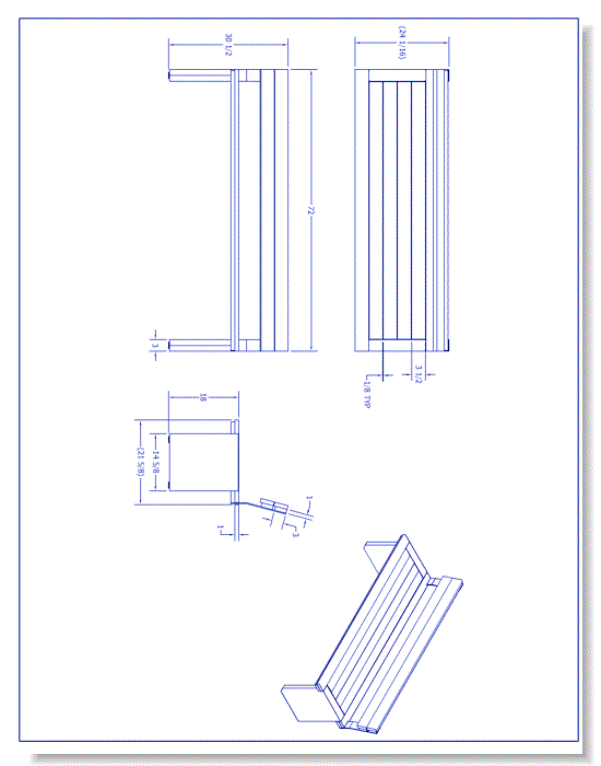 Ridgewood Modular Bench (PS-692MR-AL-72-WD3-WD3)