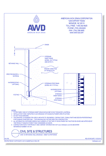 AWD-103	Retaining Wall Drainage - Sheet & Strip Drain