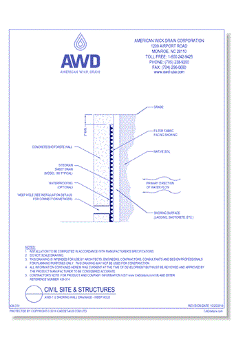 AWD-112	Shoring Wall Drainage - Weep Hole