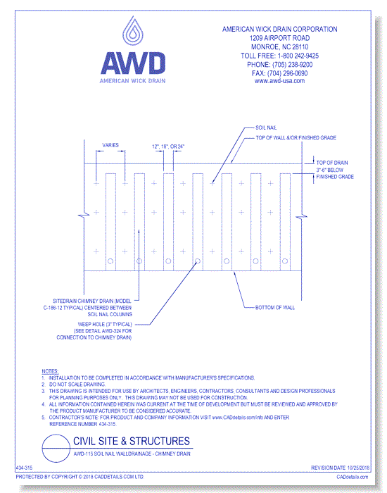 AWD-115	Soil Nail WallDrainage - Chimney Drain