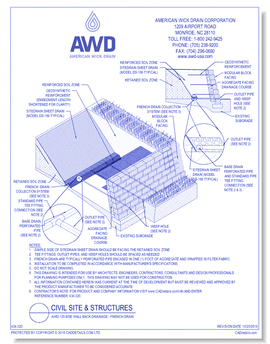 AWD-125	MSE Wall Back Drainage - French Drain
