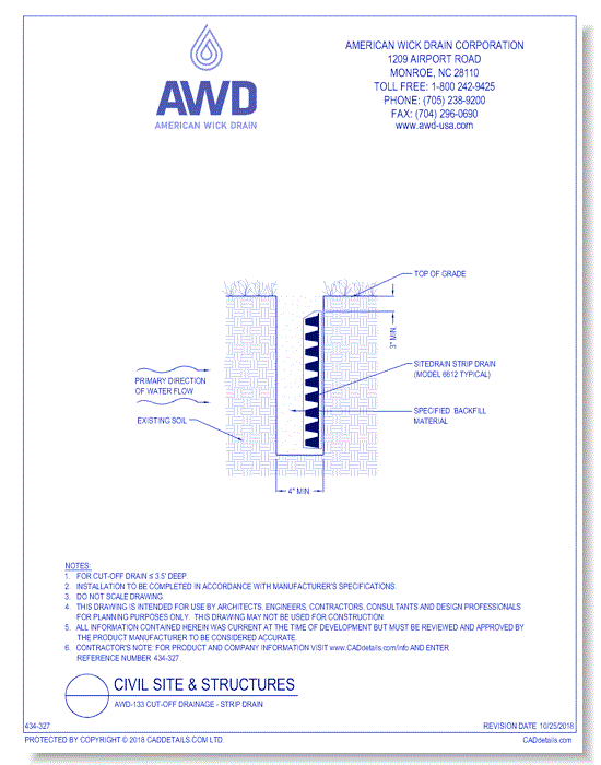 AWD-133	Cut-Off Drainage - Strip Drain