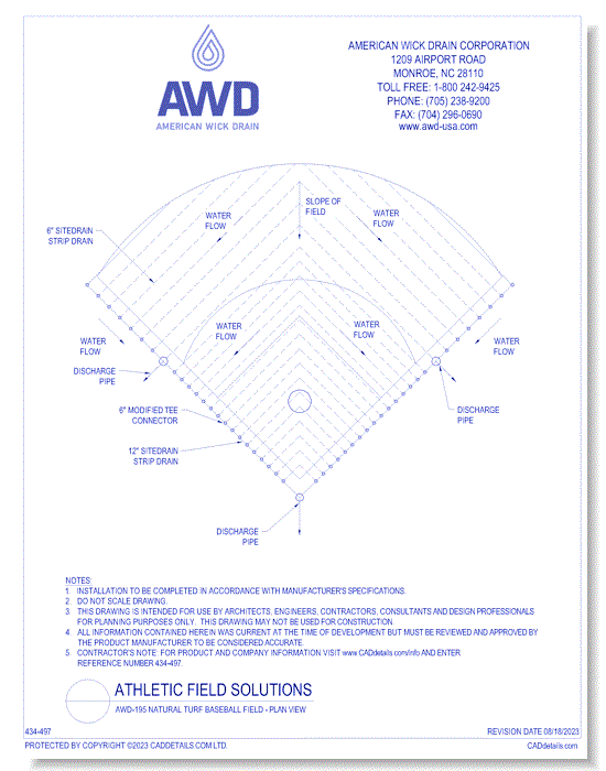 AWD-195 Natural Turf Baseball Field - Plan View