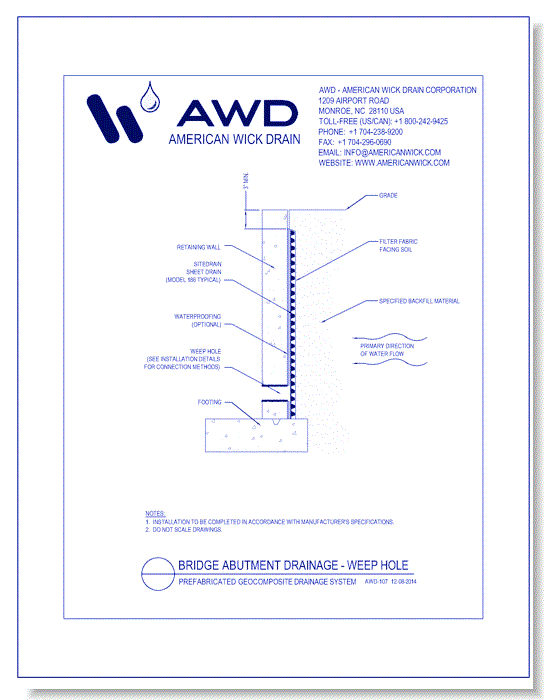 AWD-107	Bridge Abutment Drainage - Weep Hole