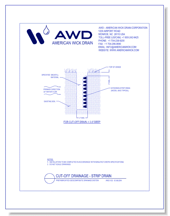 AWD-133	Cut-Off Drainage - Strip Drain