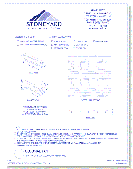 Colonial Tan  Ledgestone: Thin Stone Veneer