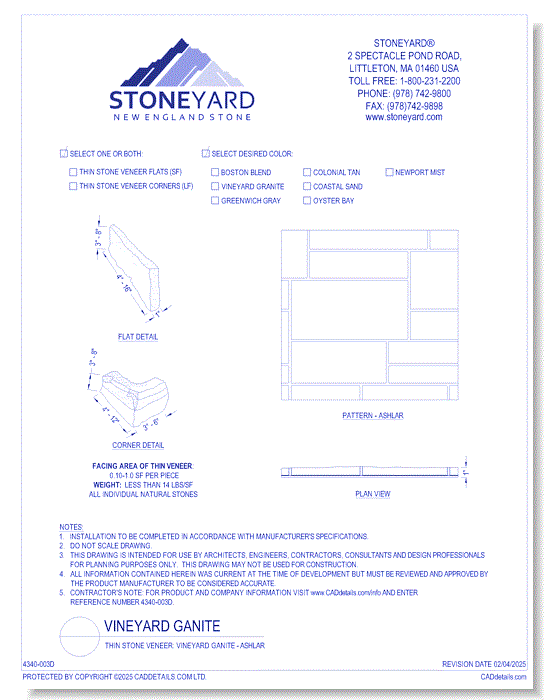 Vineyard Granite Ashlar: Thin Stone Veneer