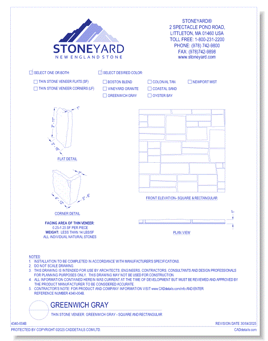 Thin Stone Veneer: Greenwich Gray Square & Rectangular