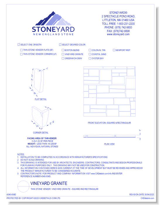 Thin Stone Veneer: Vineyard Granite Square & Rectangular