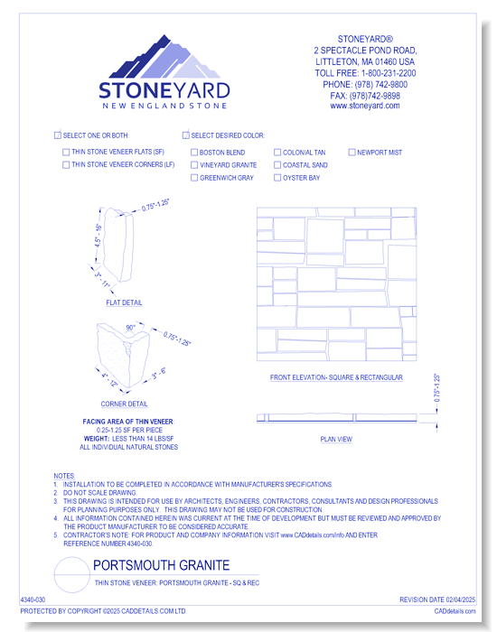 Thin Stone Veneer: Portsmouth Granite Square & Rectangular