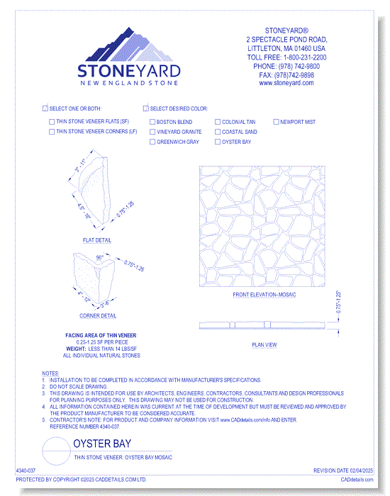 Oyster Bay Mosaic: Thin Stone Veneer