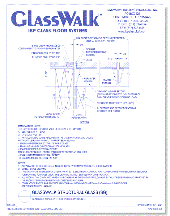 GlassWalk Typical Interior: Wood Support (GF-4)