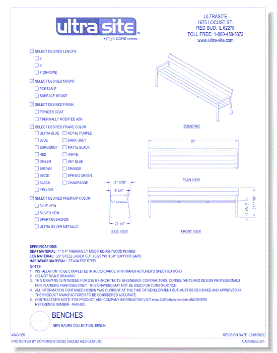 New Haven Collection: Bench