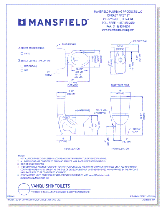 Vanquish® 4987 Elongated SmartHeight™ Combinations