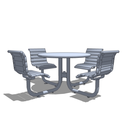 Gramercy™ Courtyard Table with 4 Backed Seats, Wood Profile