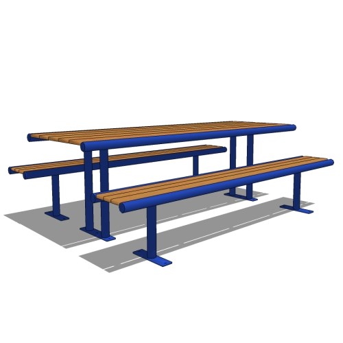 Fairway™ Picnic Tables: Table and Flat Benches 6 Ft. or 8 Ft. Long, Ipe or Recycled Plastic, Surface Mount