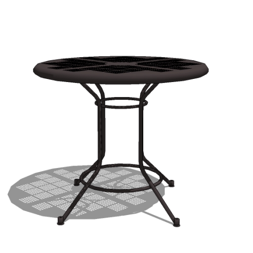 Rod Base Café Table: 36 or 42 In. Diameter, Rod Steel Base, Perforated Metal Top