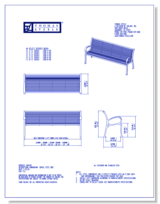 Cunningham™ Flat Bench: Steel Rods