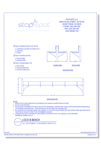 LOCO "B" Bench: 118 Inch Length ( Capacity 5/10 )