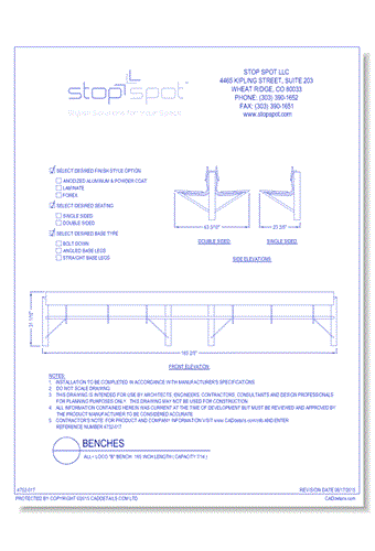 LOCO "B" Bench: 165 Inch Length ( Capacity 7/14 )