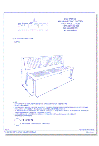 Benito Essen: Standard Bench ( Capacity 3 )