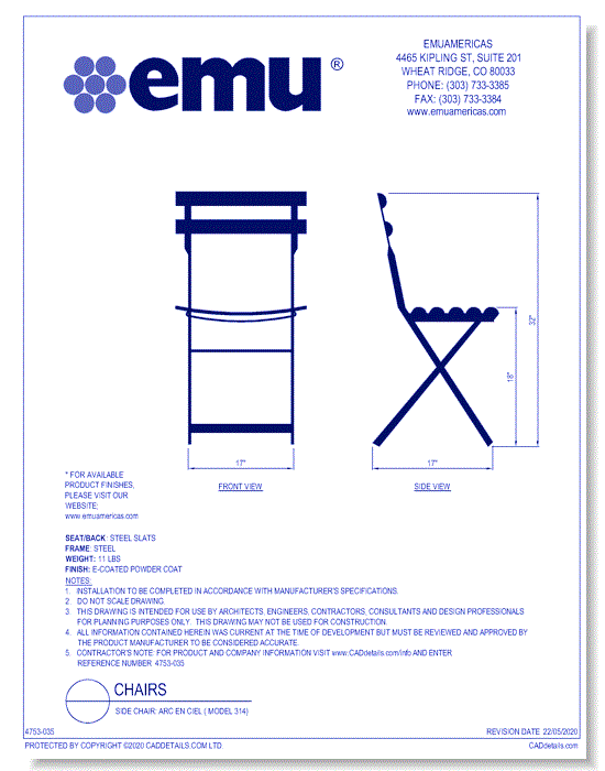 Side Chair: Arc En Ciel ( Model 314 )