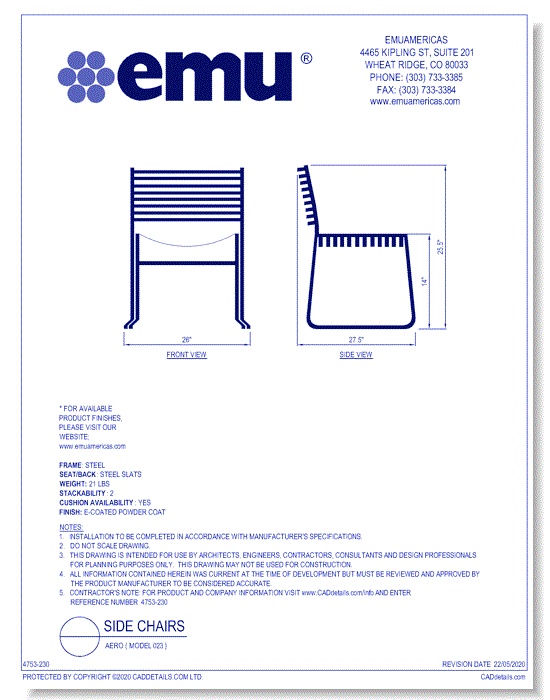 Lounge Side Chair: Aero ( Model 023 )