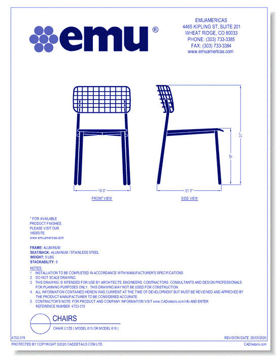 Chair: Lyze ( Model 615 or Model 616 )