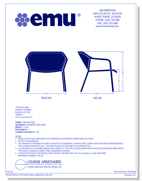 Lounge Armchair: Drawin ( Model 524 )