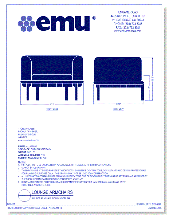 Lounge Armchair: Dock ( Model 744 )