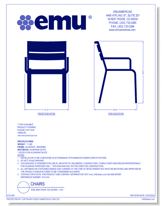 Side Arm Chair: SID (Model 1120)