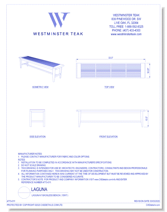 Laguna 6' Backless Bench ( 13917 )