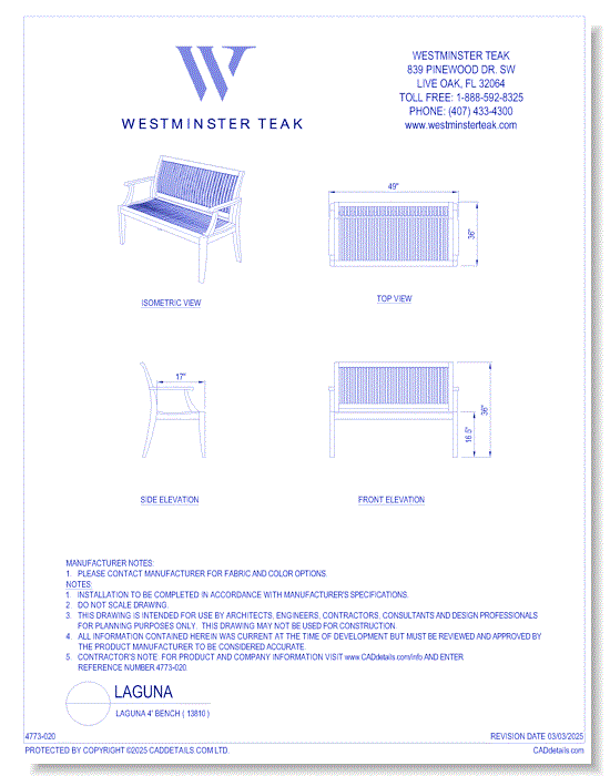 Laguna 4' Bench ( 13810 )