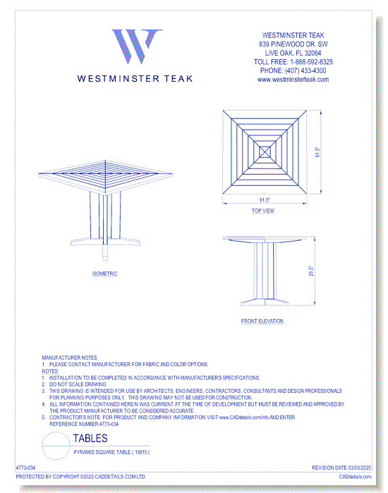 Pyramid Square Table ( 15815 )