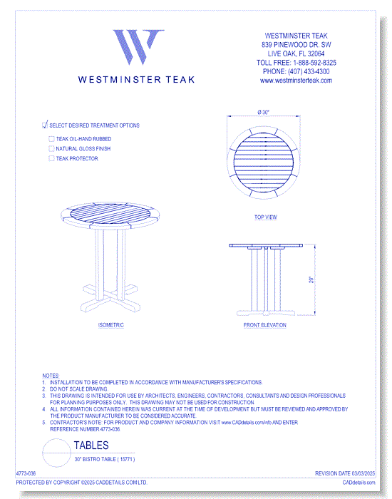 30" Bistro Table ( 15771 )