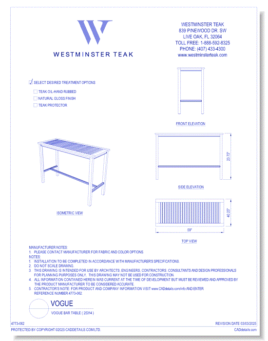 Vogue Bar Table ( 25314 )