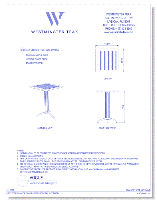 Vogue 30" Bar Table ( 25313 )