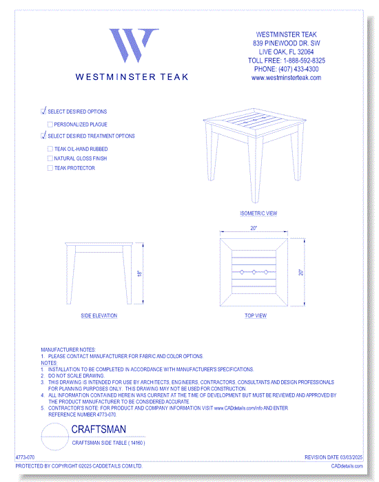 Craftsman Side Table ( 14160 )