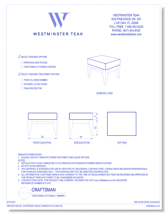 Craftsman Ottoman ( 18660DP )