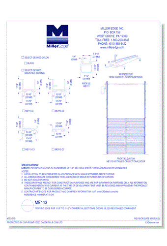 ME113 Sensing Edge (1-1/8” to 1-1/2" Sectional Doors)