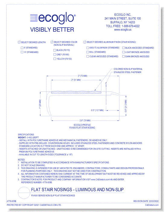 F8-N30 Series Non-Slip Flat Stair Nosings