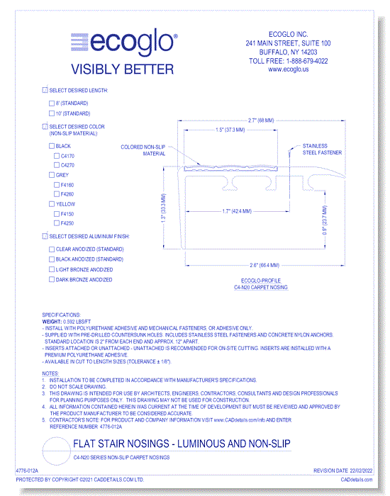 C4-N20 Series Non-Slip Carpet Nosings