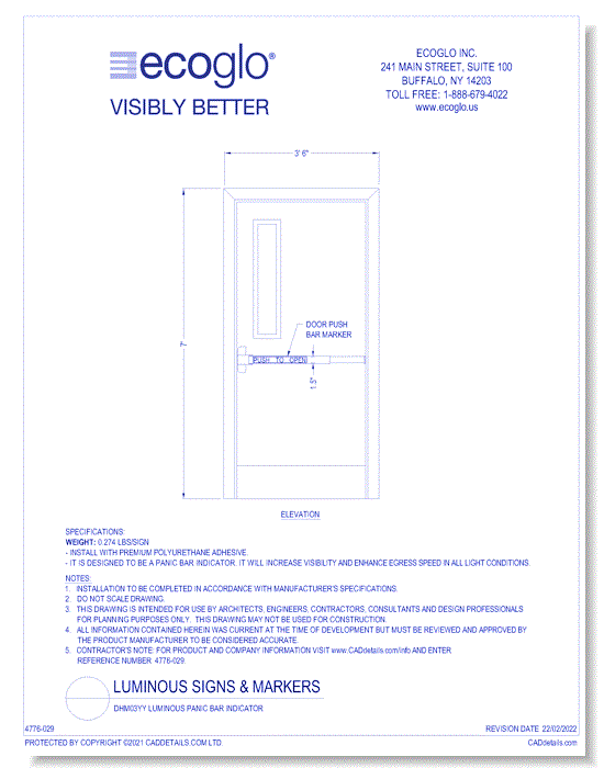 DHM03YY Luminous Panic Bar Indicator