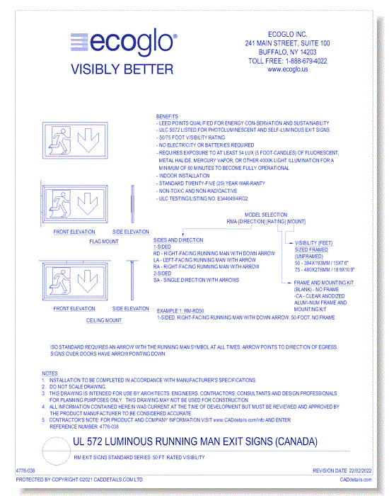 RM Exit Signs Standard Series: 50 Ft. Rated Visibility