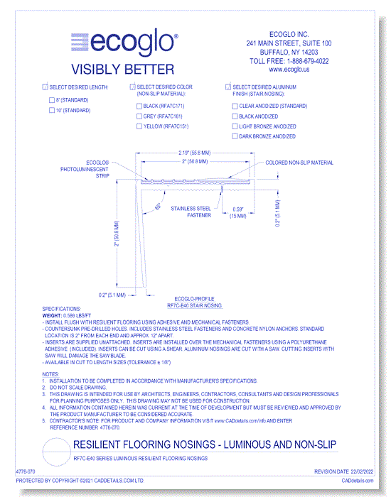 RF7C-E40 Series Luminous Resilient Flooring Nosings