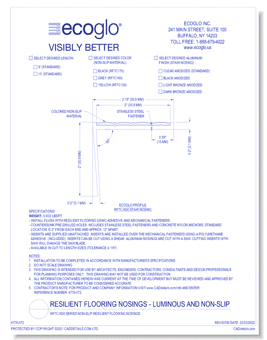 RF7C-N30 Series Non-Slip Resilient Flooring Nosings