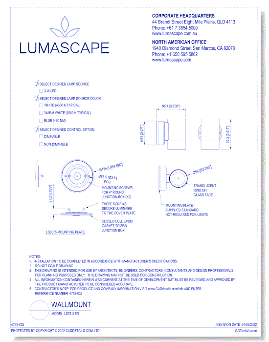 Wallmount Lighting - Model: LS731LED