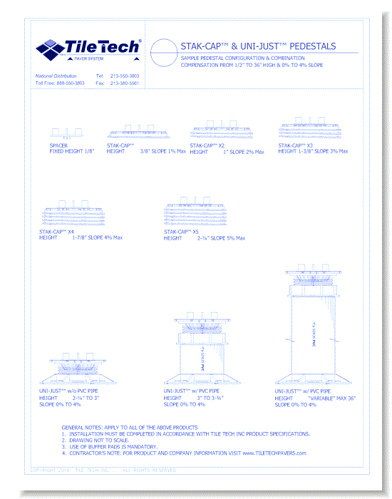 Adjustable Pedestals: Hybrid Pedestals™ STAK-CAP™ / Low-Height (1/2" to 2")