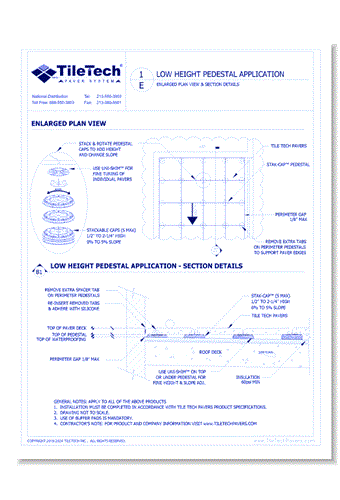 Low Height Pedestal Application: Enlarged Plan View & Section Details