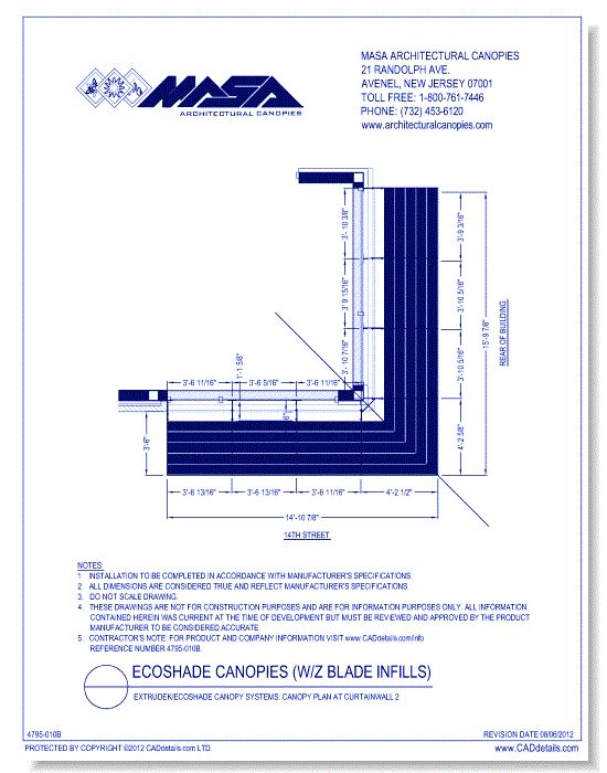 Extrudek/Ecoshade Canopy Systems: Canopy Plan at Curtainwall 2